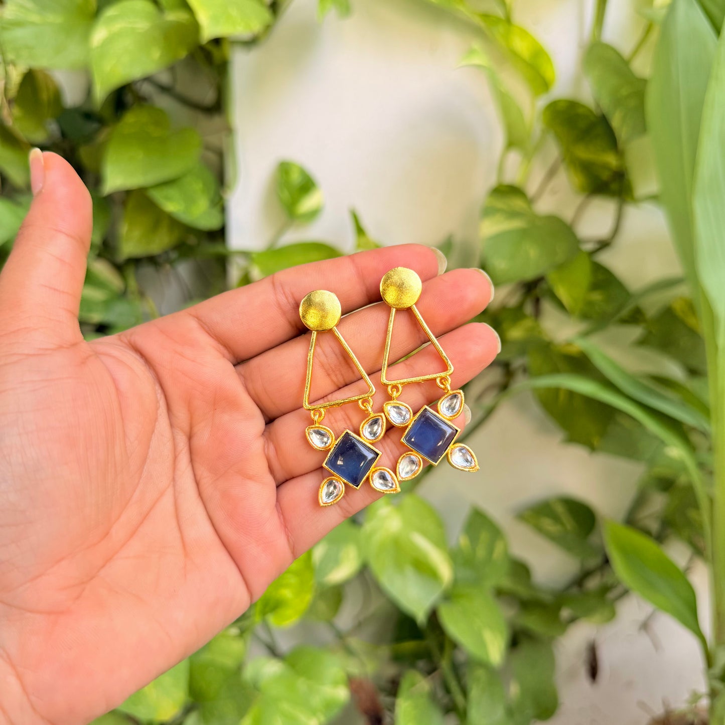 Blue Kundan earrings